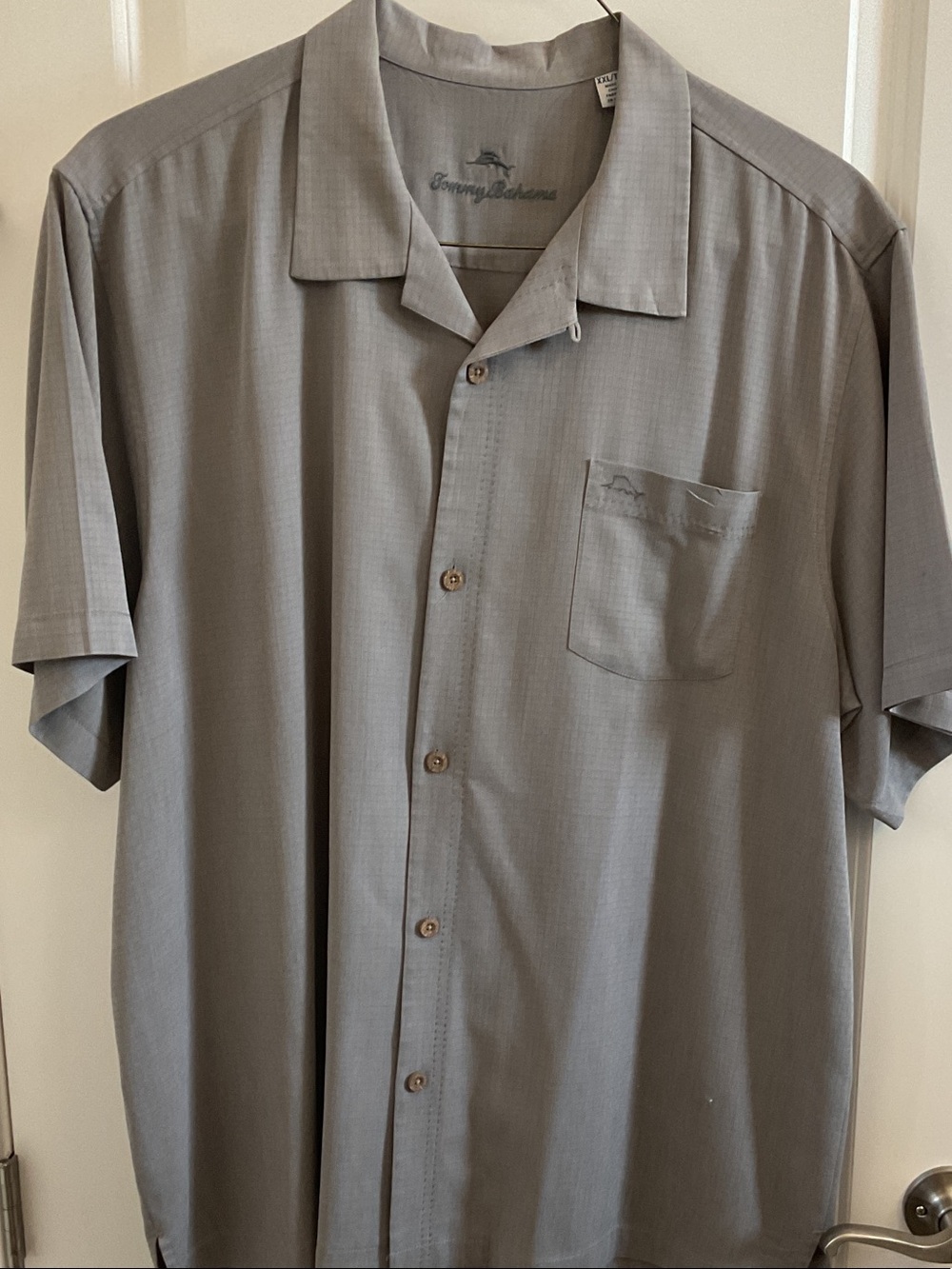Tommy Bahama Men's Light Grey Short-Sleeve Camp Shirt